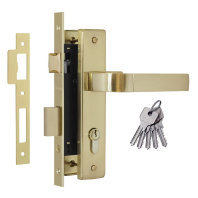Замок врезной с ручками Нора-М 107-70 Л (мат.золото) /н/н